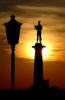 A view of the Kalemegdan fortress' monument of The Victor, at sunset after a sunny March day